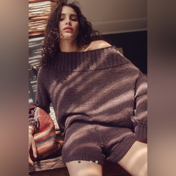 NWOT FREE PEOPLE KNIT CHOCOLATE BROWN SHORTS SIZE SMALL - Picture 3 of 15